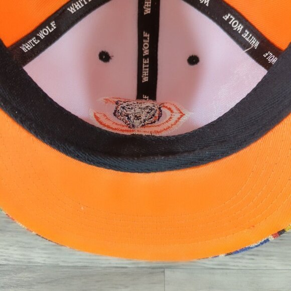 White Wolf Chicago Bears Adjustable Snapback Hat Orange Flat Bill Burlap - Picture 10 of 11